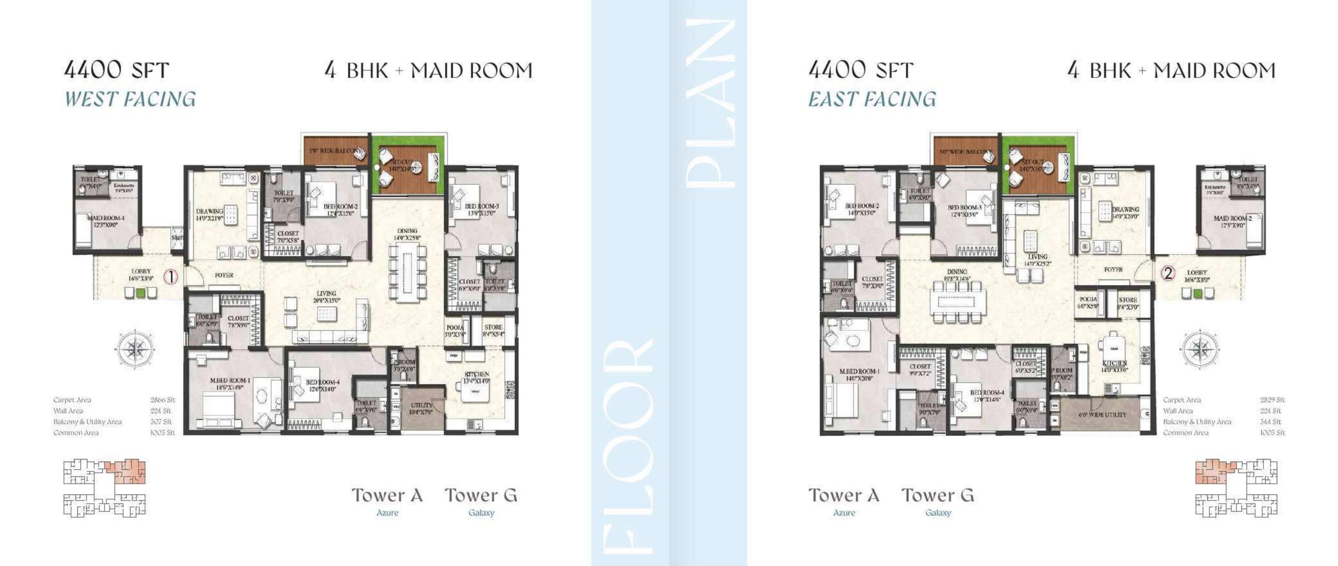 Rajapushpa Aurelia 4,400 sq ft floor plan