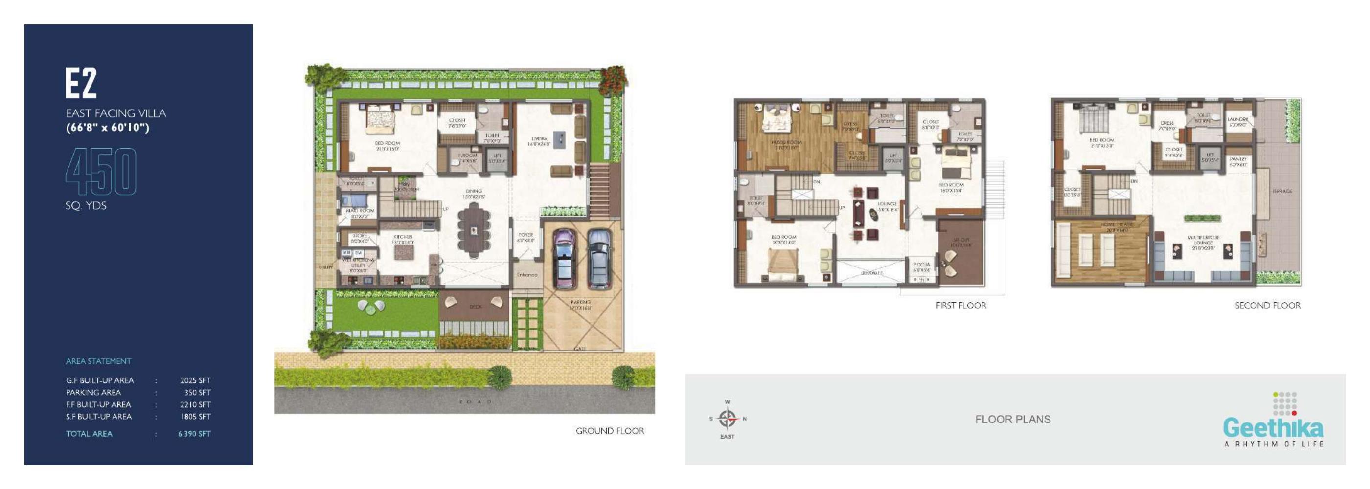 Supadha Geethika 450 sq yd villa floor plan
